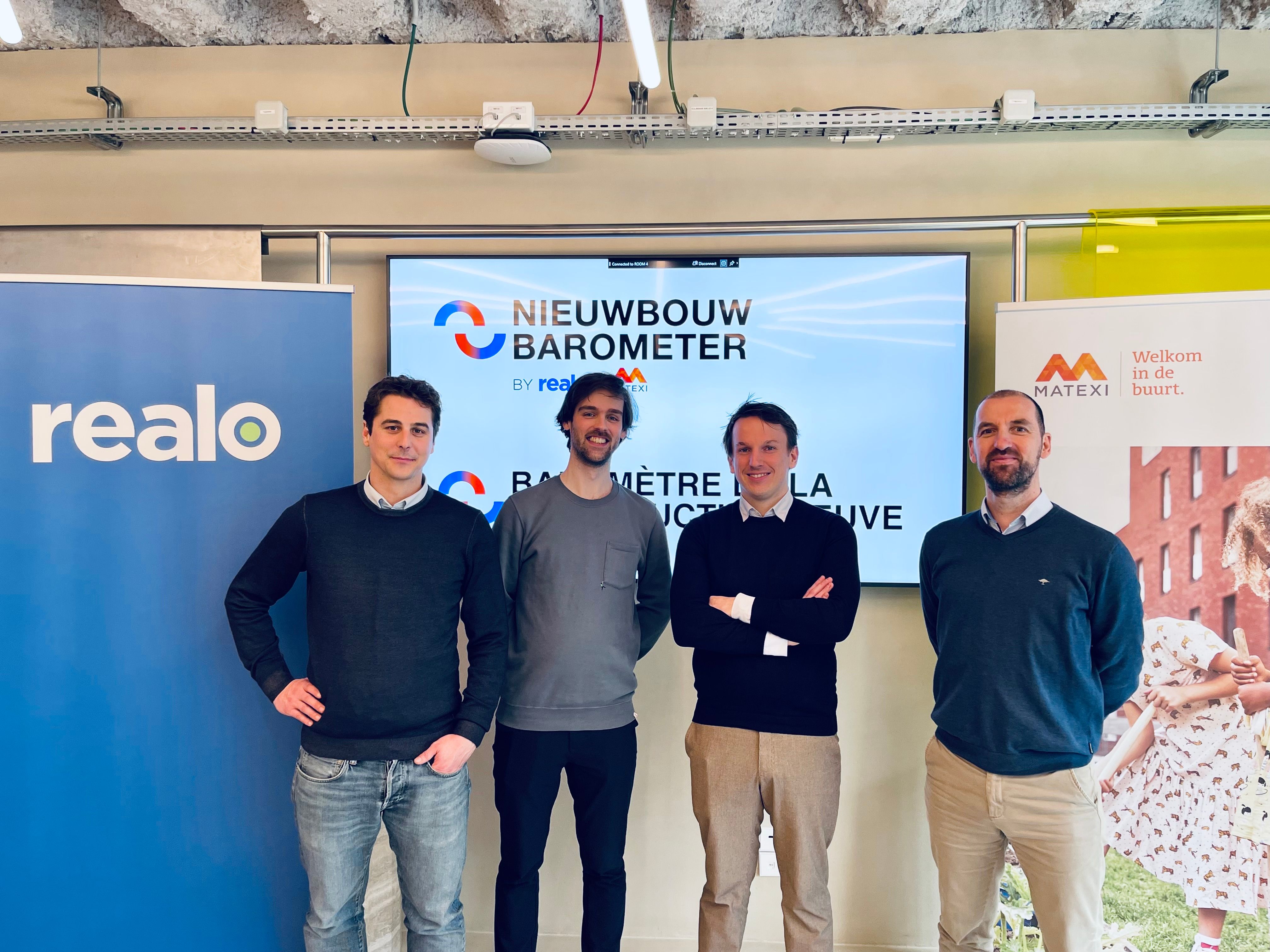 From left to right: CEO Realo Vincent Verlee, Lead Data Researcher Realo Fabrice Luyckx, Market Economist Matexi Roel Helgers and Acquisition & Development Director Matexi Kristoff De Winne.
