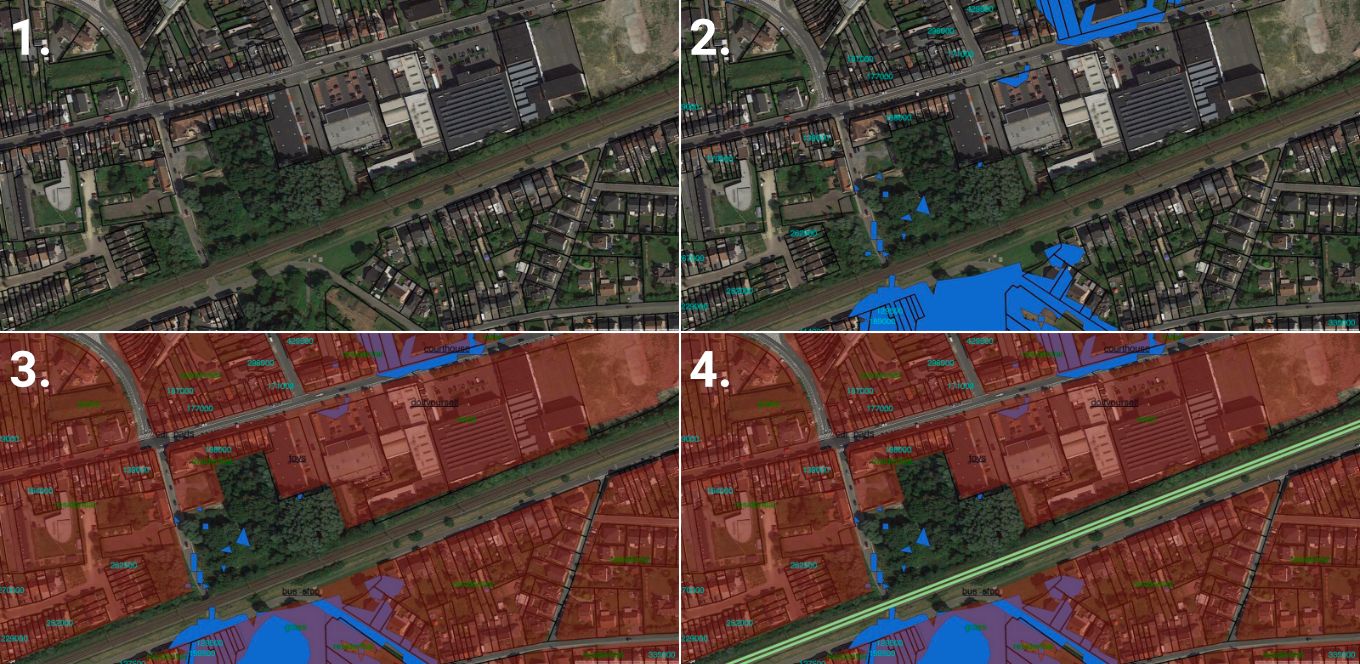 Among other things, the algorithm uses (1) information from the land register, (2) identifies flood risk areas, (3) collects available neighbourhood data and (4) calculates the distance to different modes of transport.